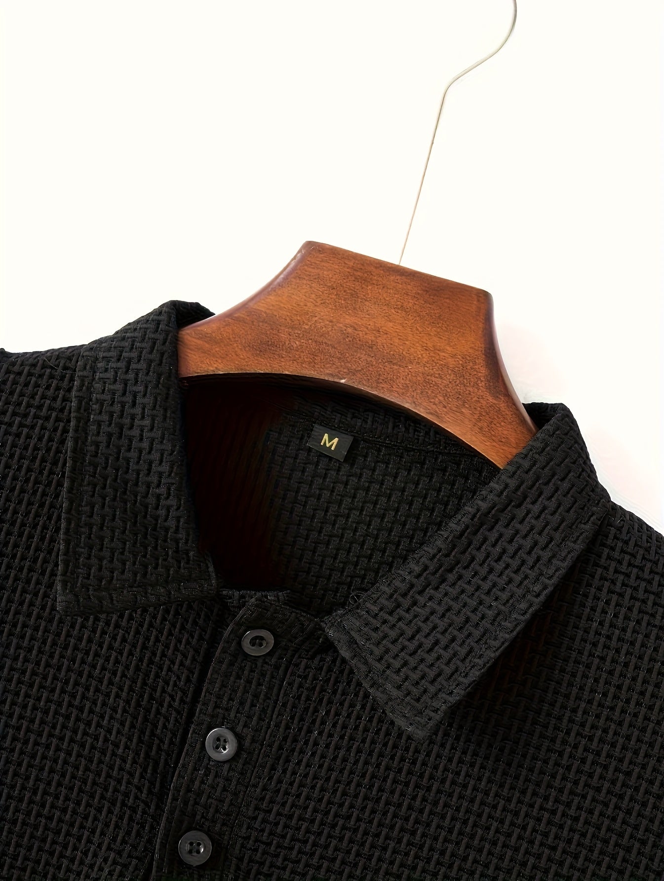 Men’s Waffle Knit Polo – Modern Casual Elegance Breathable Woven Fabric