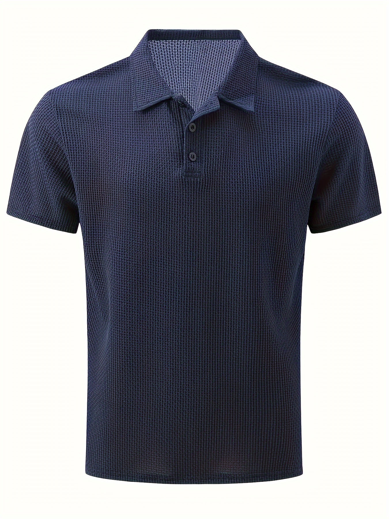 Men’s Waffle Knit Polo – Modern Casual Elegance Breathable Woven Fabric