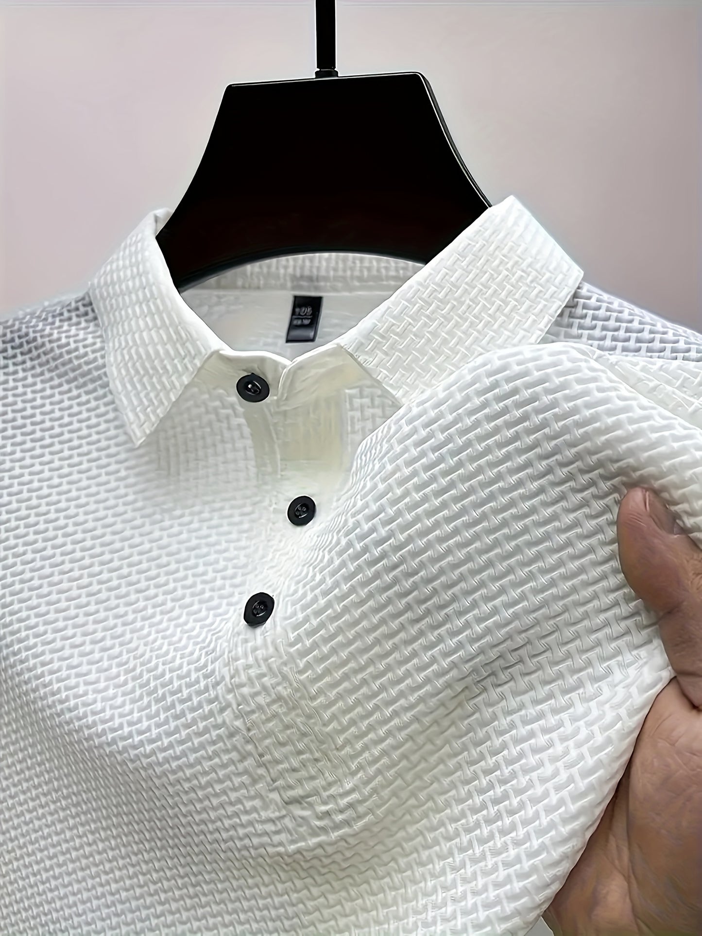 Men’s Waffle Knit Polo – Modern Casual Elegance Breathable Woven Fabric