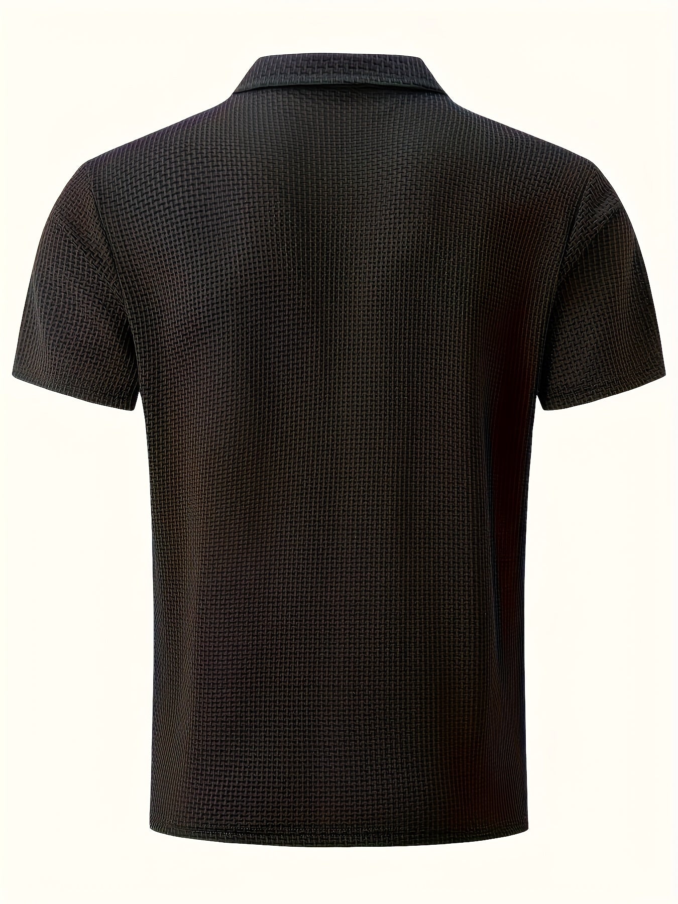 Men’s Waffle Knit Polo – Modern Casual Elegance Breathable Woven Fabric