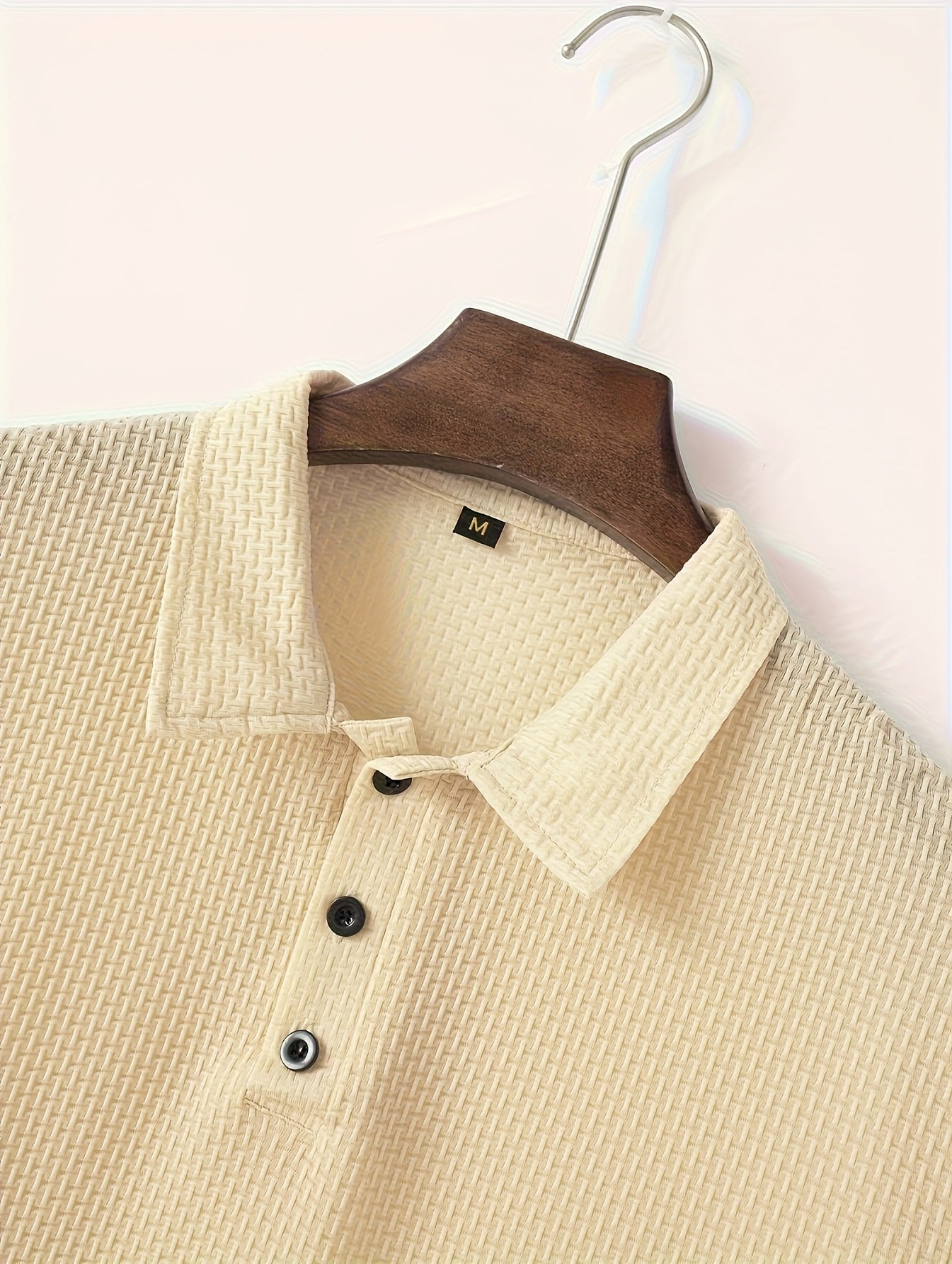 Men’s Waffle Knit Polo – Modern Casual Elegance Breathable Woven Fabric