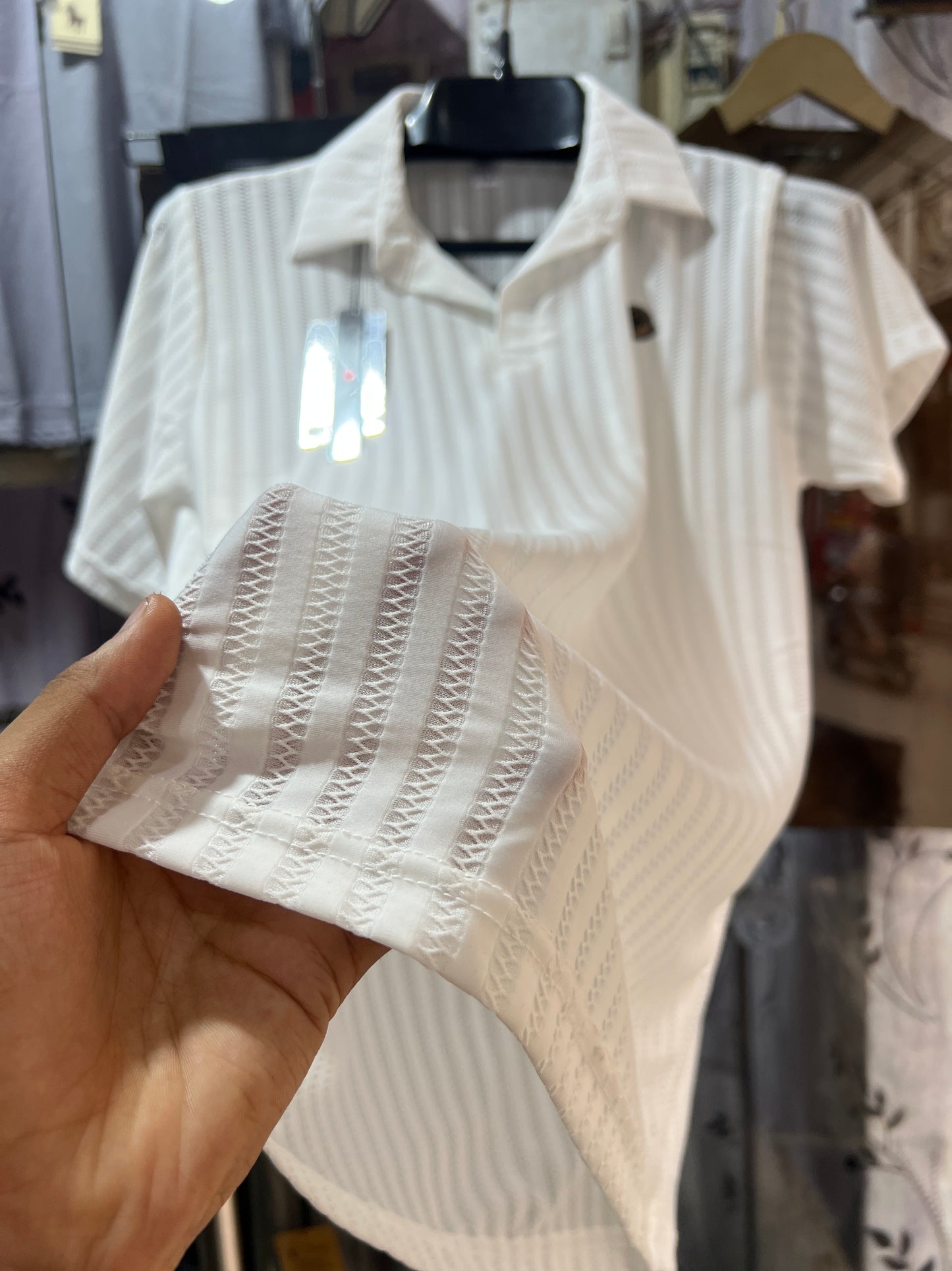 premium quality Mens Textured Beige Polo Shirt | Casual Collared Knit Shirt | Summer Breathable Short Sleeve Top | Black Stone Logo Polo Tee