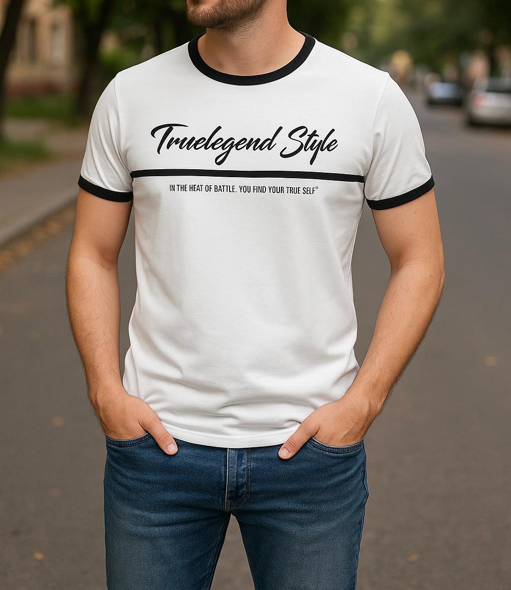 True legend Style Men's Graphic T-Shirt – Motivational Quote Tee – Black & White Streetwear – Casual Modern Fit Shirt – Gift for Him"