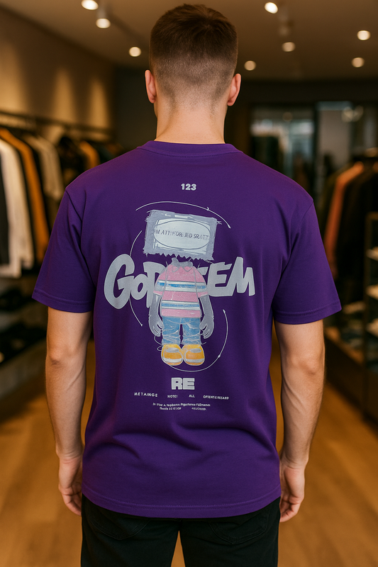 Drop Shoulder Robot Graphic T Shirt with Printed Background Unisex Streetwear Tee in 6 Colors Cyberpunk Retro Shirt Gift for Him or Her