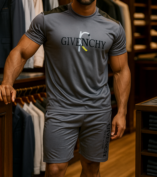 Men's Summer Tracksuit Set | Stylish Givenchy-Inspired T-Shirt & Shorts | Breathable Gym Workout Loungewear