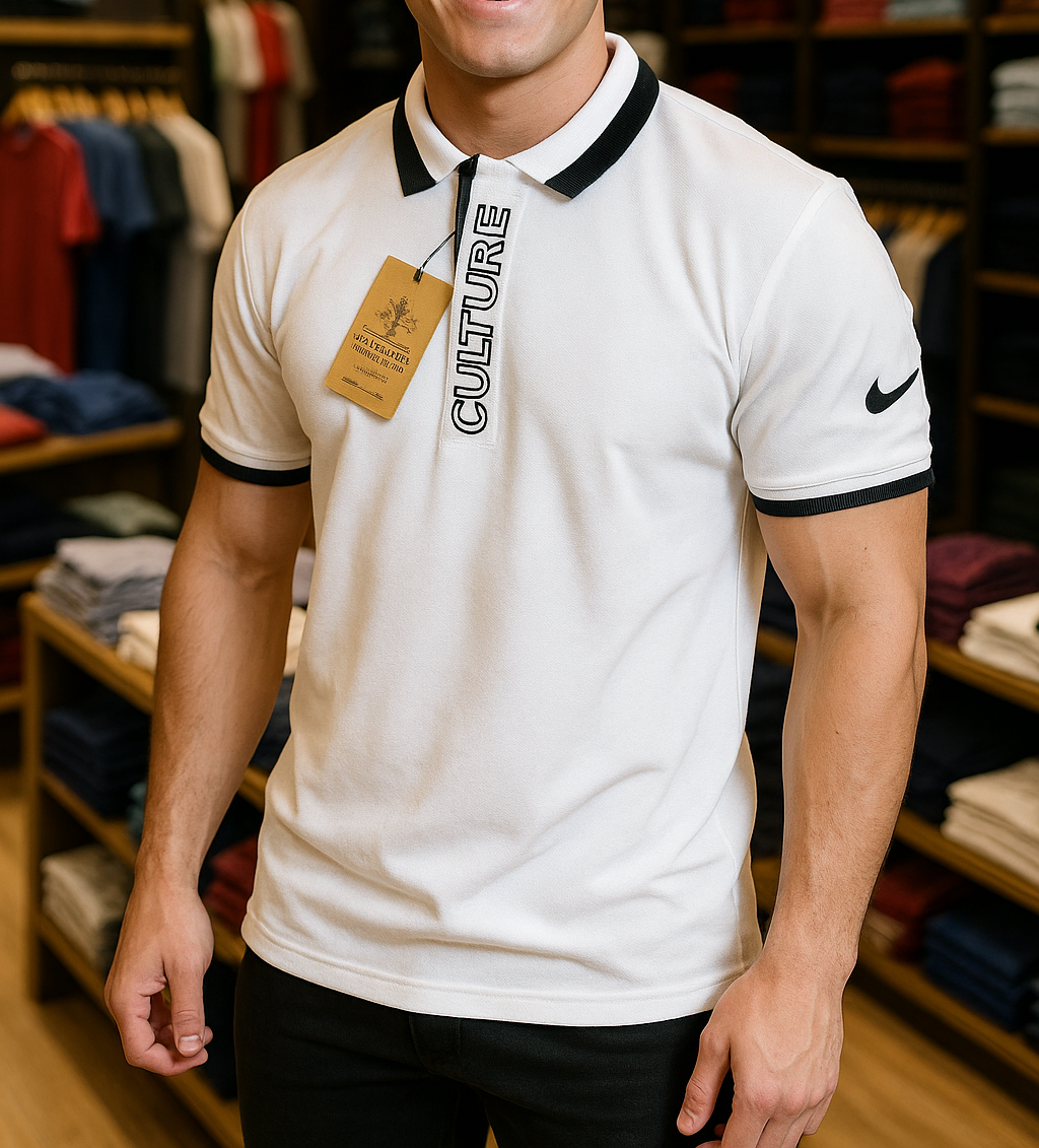 Men Polo T Shirt Cotton Jersey Casual Slim Fit Short Sleeve Culture Printed Collar Shirt Available in 6 Colors Modern Streetwear