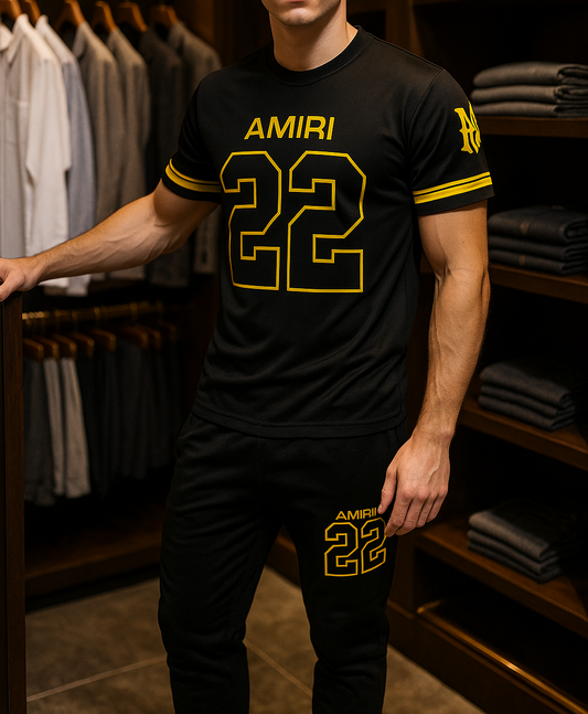 Amiri 22 Dry-Fit Sports Tracksuit for Men – Breathable Athletic Wear -Summer Season  Tracksuit