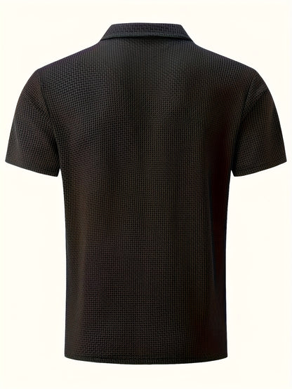 Men’s Waffle Knit Polo – Modern Casual Elegance  Breathable Woven Fabric