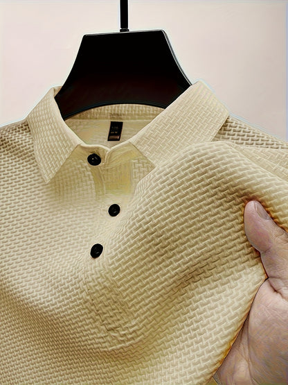 Men’s Waffle Knit Polo – Modern Casual Elegance  Breathable Woven Fabric