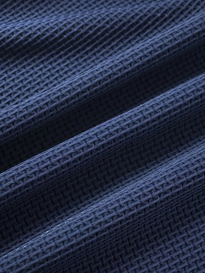 Men’s Waffle Knit Polo – Modern Casual Elegance  Breathable Woven Fabric