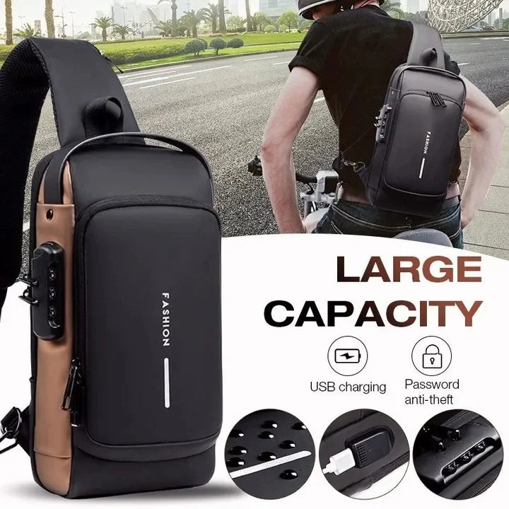 Premium Quality Password-Lock Sling Cross Body Backpack for Travel & Daily Use