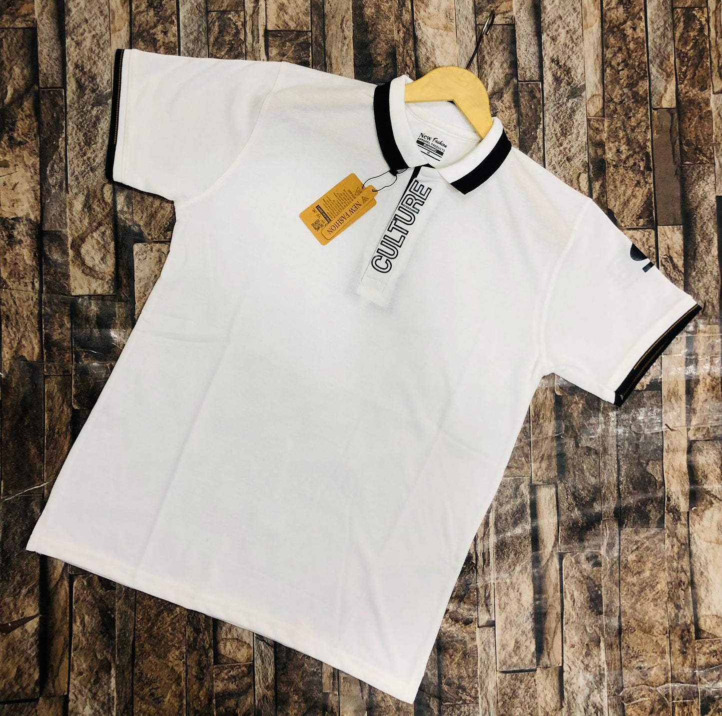 Men Polo T Shirt Cotton Jersey Casual Slim Fit Short Sleeve Culture Printed Collar Shirt Available in 6 Colors Modern Streetwear