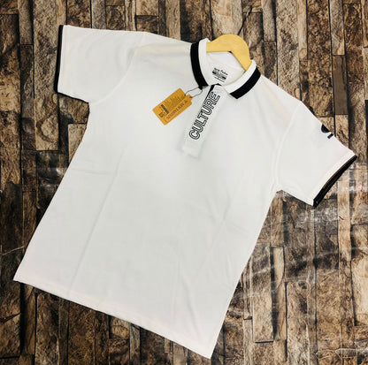 Men Polo T Shirt Cotton Jersey Casual Slim Fit Short Sleeve Culture Printed Collar Shirt Available in 6 Colors Modern Streetwear
