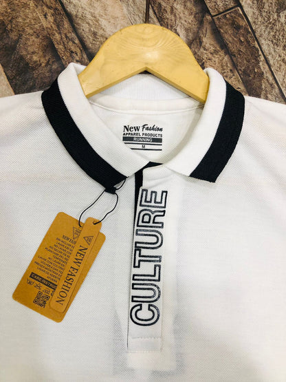 Men Polo T Shirt Cotton Jersey Casual Slim Fit Short Sleeve Culture Printed Collar Shirt Available in 6 Colors Modern Streetwear