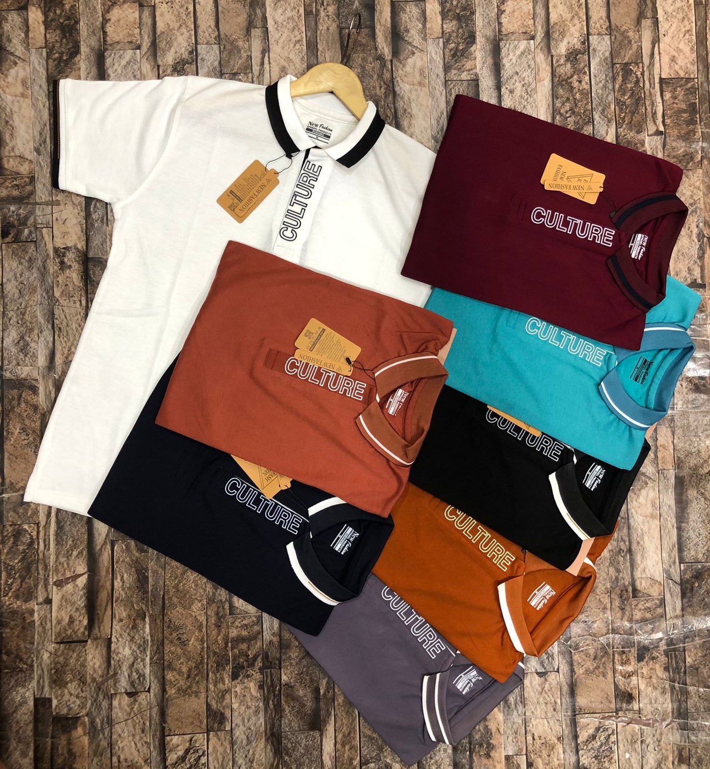 Men Polo T Shirt Cotton Jersey Casual Slim Fit Short Sleeve Culture Printed Collar Shirt Available in 6 Colors Modern Streetwear