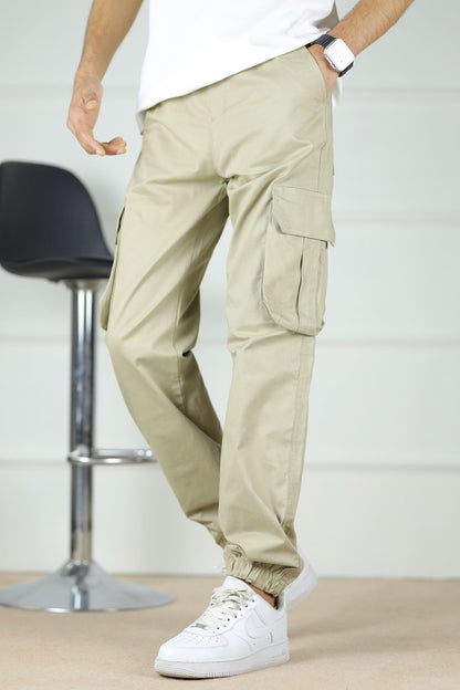 Men’s Cargo Jogger Pants with Pockets – Casual Slim Fit Utility Trousers, Streetwear Elastic Waist & Cuffs, Multiple Colors by Clever