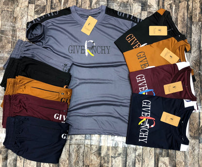 Men's Summer Tracksuit Set | Stylish Givenchy-Inspired T-Shirt & Shorts | Breathable Gym Workout Loungewear