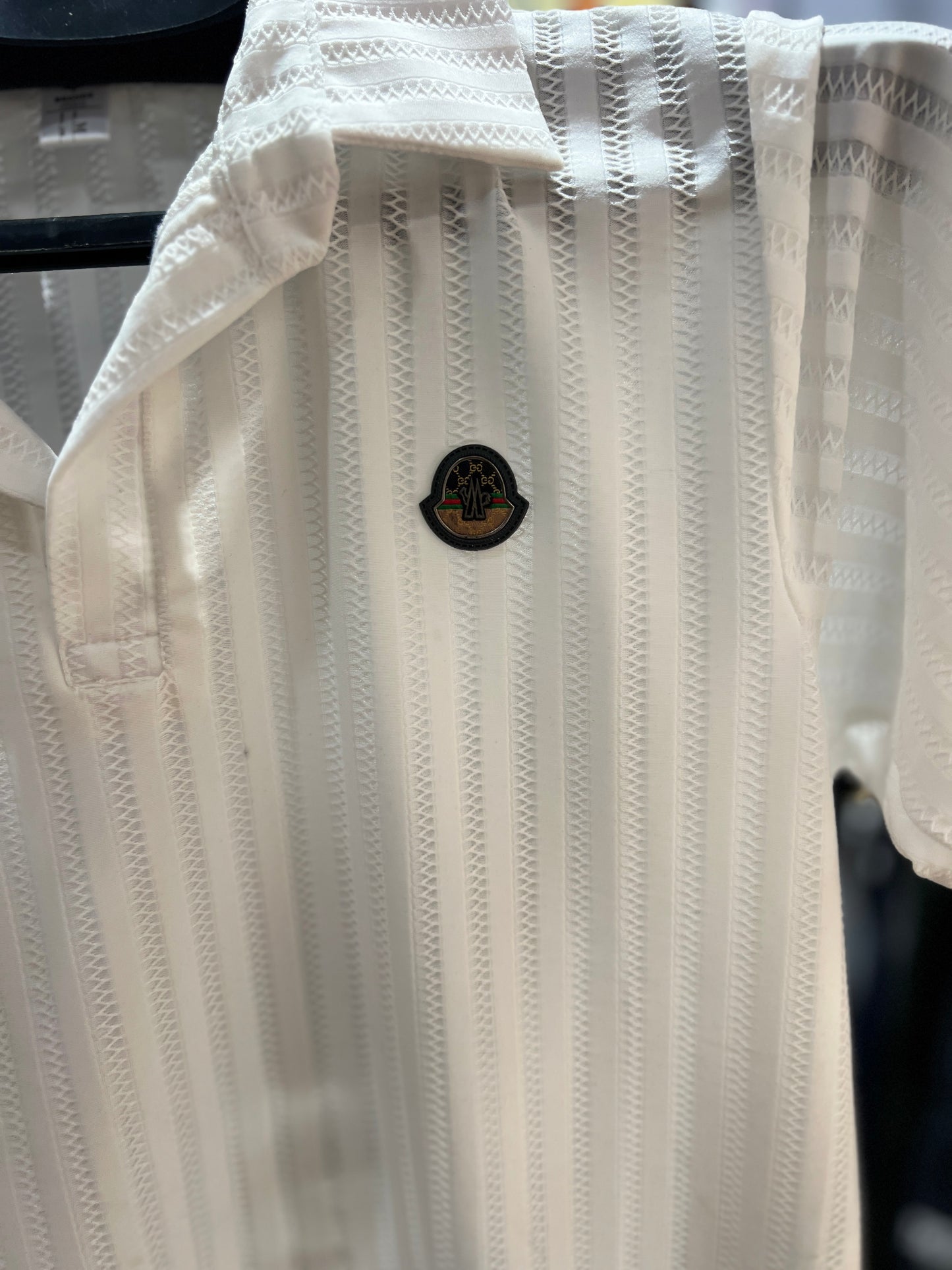 premium quality Mens Textured Beige Polo Shirt | Casual Collared Knit Shirt | Summer Breathable Short Sleeve Top | Black Stone Logo Polo Tee