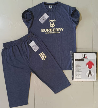 Men’s Designer Tracksuit Set – Burberry London England Logo  Premium Cotton T-Shirt & Shorts  Unex Clothing Streetwear