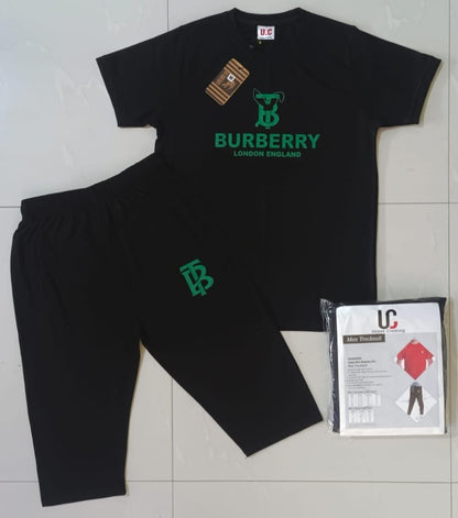 Men’s Designer Tracksuit Set – Burberry London England Logo  Premium Cotton T-Shirt & Shorts  Unex Clothing Streetwear