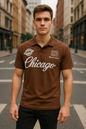 Men's White Polo Shirt Chicago Embroidered Design | Streetwear Graphic Polo | Urban Casual Slim Fit Polo for Men