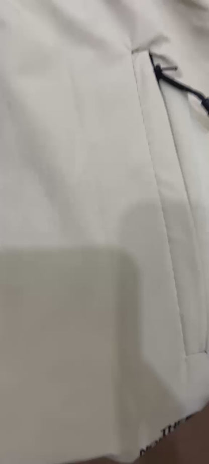 "Men’s Beige Cargo Trousers – Casual Streetwear with Zipper Pockets | The North Face Style"