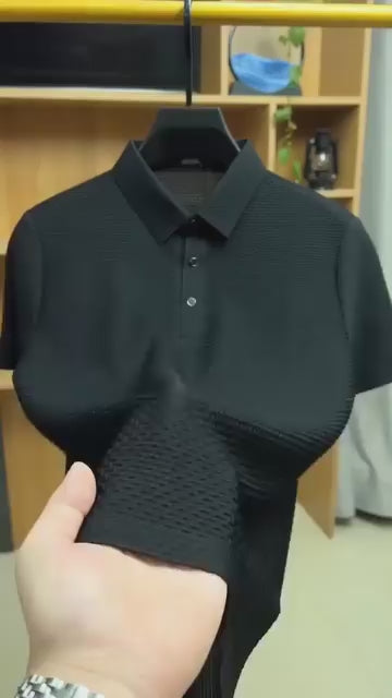 Men’s Waffle Knit Polo – Modern Casual Elegance  Breathable Woven Fabric